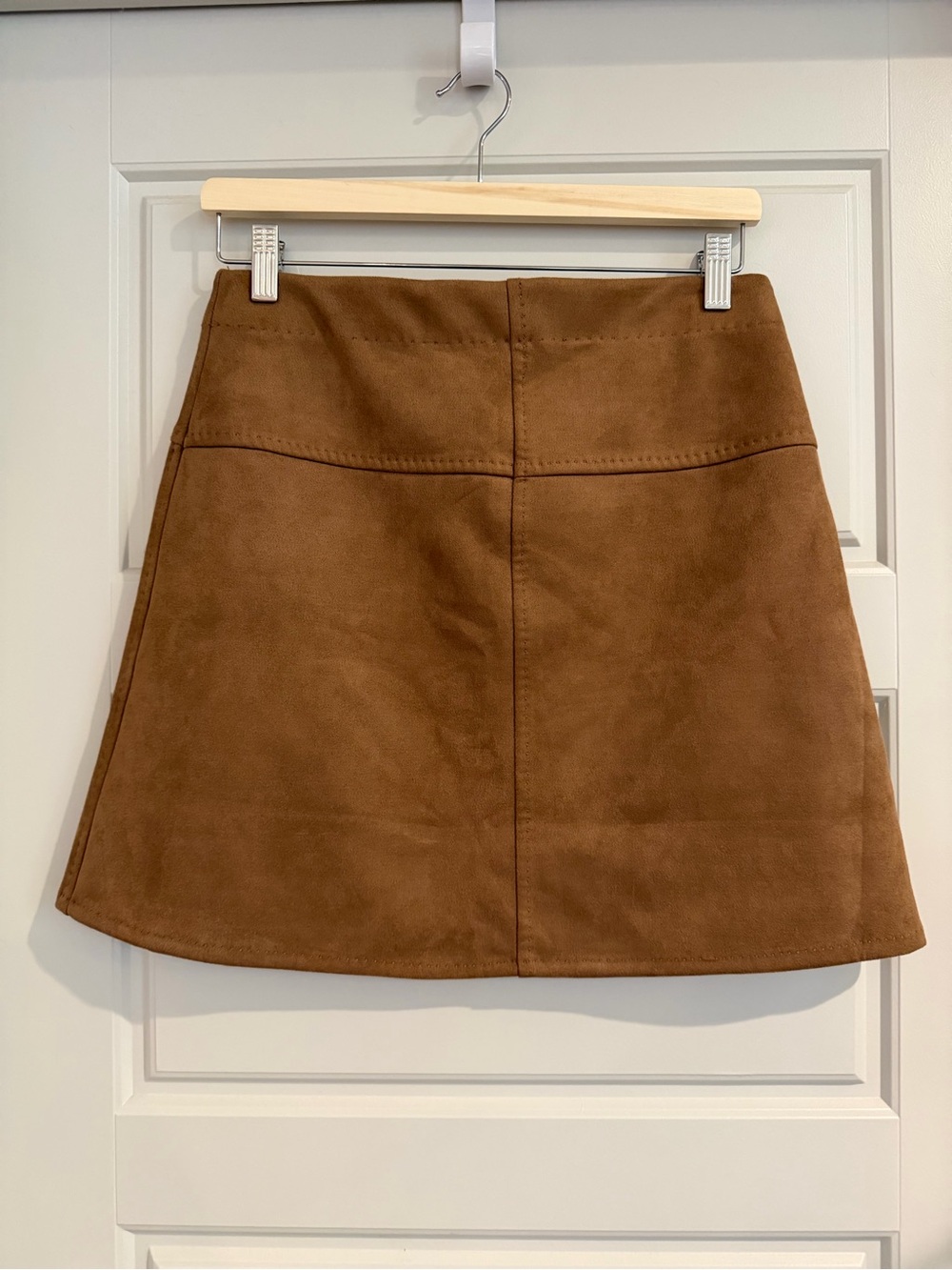 Brown Faux Suede A-Line Mini Skirt Size Small - Picture 2 of 5